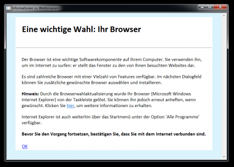 Auswahl kommt per Windows Update